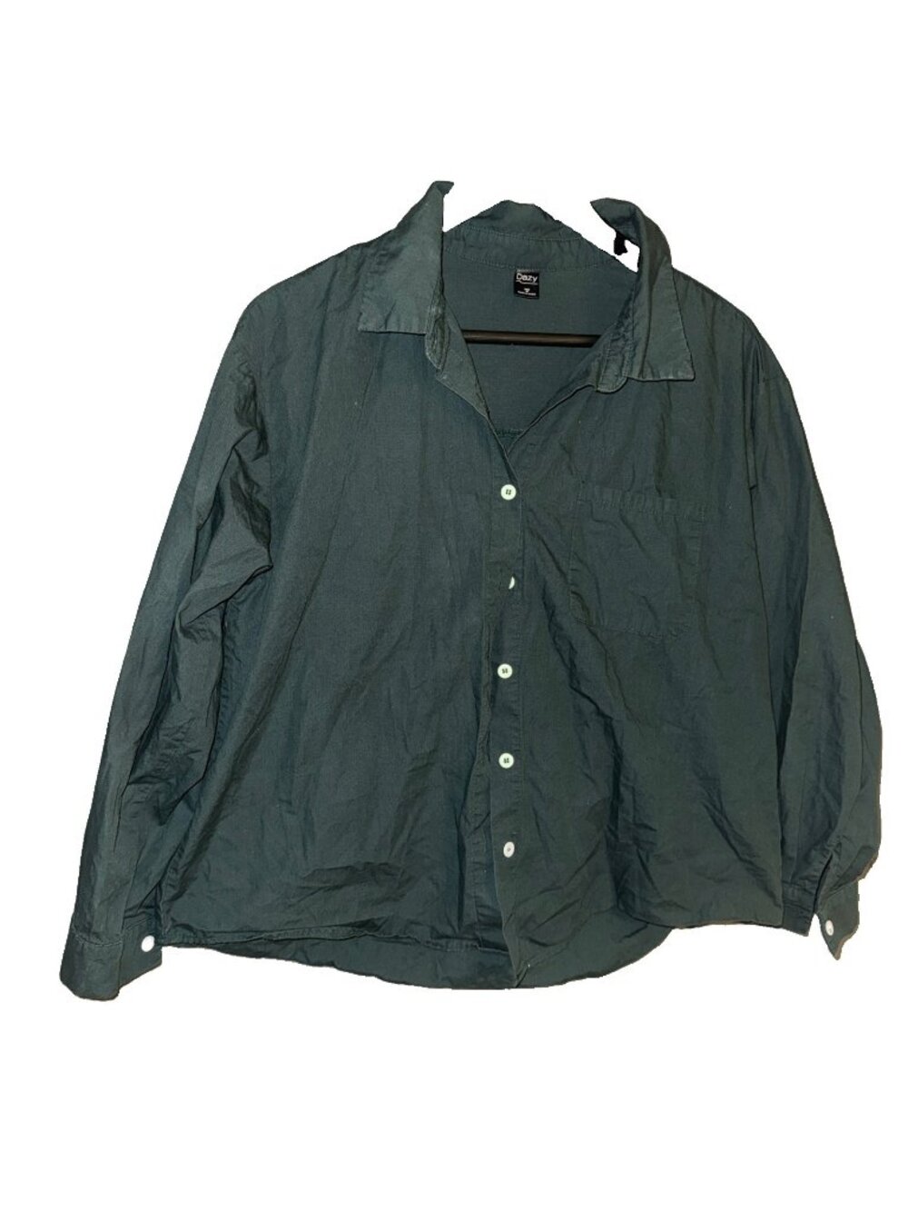 Dazy Women's Button Down Shirt size M Long Sleeve Casual 100% Cotton Gauze Top